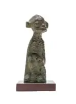 Lucas Sithole, Lost Shepherd, LS6203, bronze with a green patina, on a wooden base
