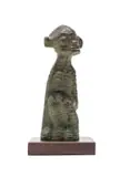 Lucas Sithole, Lost Shepherd, LS6203, bronze with a green patina, on a wooden base