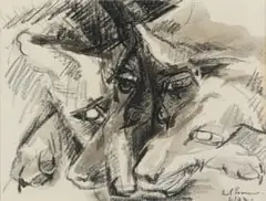 Nel Erasmus, Abstract Figures, ink and pastel on paper