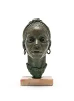 Rhona Stern, Portrait of a Woman, bronze with green patina on a marble base