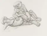 Sydney Kumalo, Two Figures, pencil on paper