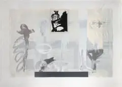 Mimmo Paladino, Abstract, screenprint, etching and carborundum on rice paper, mounted on gauze