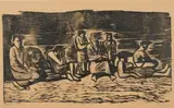 Peter Clarke, Windswept, woodcut on paper