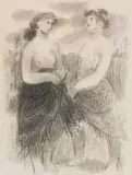 Eleanor Esmonde-White, Two Woman, charcoal on paper