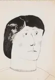Robert Hodgins, Untitled Portrait, ink and pastel on sketchbook page