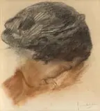 Frans Oerder, Profile of a Woman, charcoal and conté on paper