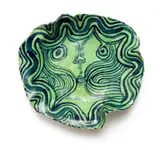 Ruan Hoffmann, Green Man, earthenware decorated with coloured porcelain slip underglaze and copper oxide