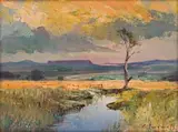 Christopher Tugwell, Evening Sunlight, oil on board