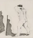 William Kentridge, Woman with Mirror, etching and aquatint on paper