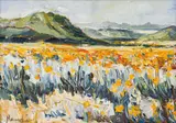 Hugo Naude, Namaqualand in Spring, oil on board