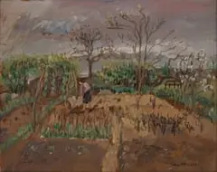Enslin Du Plessis, Figure in a Garden, oil on wood panel