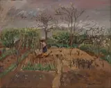 Enslin Du Plessis, Figure in a Garden, oil on wood panel