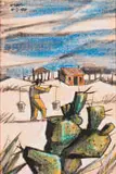Peter Clarke, Water Bearer, mixed media on paper
