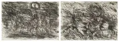 David Koloane, In Your Face; Moonlight with Dogs, two, etching on paper