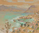 George Enslin, Kalk Bay Harbour, gouache on card