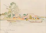 Walter Battiss, Providence Island, Monrovia, watercolour and pencil on paper