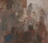 Petros Ghebrehiwot, Abstract Figures, oil on canvas