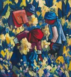 Hennie Niemann Snr, Three Figures Gathering Flowers