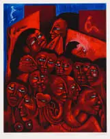 Malangatana Ngwenya, Nalabizela Ya Mbilu (And it was Called Two), colour lithograph on paper