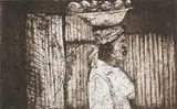 Sam Nhlengethwa, Mkhozi (Sebokeng), etching on paper