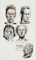 John Murray, Death Mask, ink and watercolour on paper