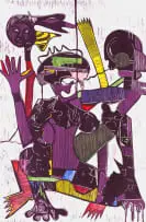 Blessing Ngobeni, In Response to Unknown, colour linocut on paper