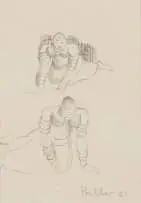 Two Figures, sketch by Alexis Preller, pencil on paper, offered Jun 2023