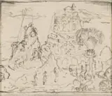 Alexis Preller, Tower of Babel II, sketch, pencil on paper