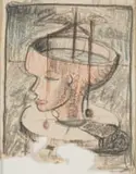 Urn Head, sketch by Alexis Preller, pencil on paper, sold Jun 2023