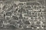 John Muafangejo, Shiyane Home or Old People Home, linocut on onion skin paper