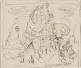 Alexis Preller, Tower of Babel I, sketch, pencil on paper