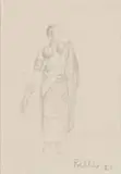 Alexis Preller, Mapogga Figure I, sketch, pencil on paper