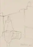 Alexis Preller, Figure with Blanket, sketch, pencil on paper