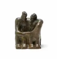 The Couple by Percy Konqobe, bronze with a brown patina, sold Jun 2023