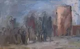 Petros Ghebrehiwot, Waiting, oil on canvas