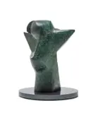 Head II by Edoardo Villa, bronze with a verdigris patina, on a steel base, sold Jun 2023