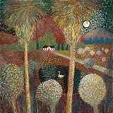 Nicolaas Maritz, Farmstead at Night, enamel on board
