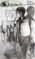 Figural Study by Nelson Makamo, charcoal and pastel on cotton rag paper, offered May 2023