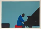 Inspired by Abdullah Ibrahim by Sam Nhlengethwa, colour lithograph on paper, sold May 2023