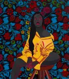 Tafadzwa Tega, Sister I, mixed media on canvas
