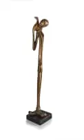 Michael Fleischer, Figure with Bird, bronze on a metal base