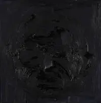 Joni Brenner, Janus, oil on granite tile on enamel painted board
