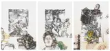 Diane Victor, Going to the Dogs, triptych, lithograph and colour screenprint on paper