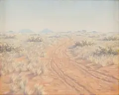 Carl Ossmann, Landscape with Dirt Track, Namibia, oil on board