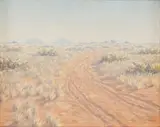 Carl Ossmann, Landscape with Dirt Track, Namibia, oil on board