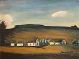Pranas Domšaitis, Karoo Landscape 2, oil on board