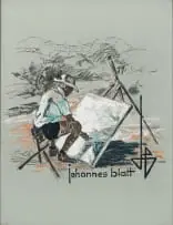 Johannes Blatt, Self-Portrait, charcoal and gouache on paper laid down on board