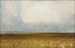 Harold Voigt, Winter Landscape, mixed media on board