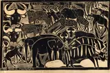 John Muafangejo, Etosha Pan Wild Life, linocut on paper