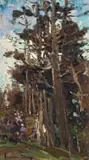 Trees in a Landscape by Adriaan Boshoff, oil on board, offered May 2023